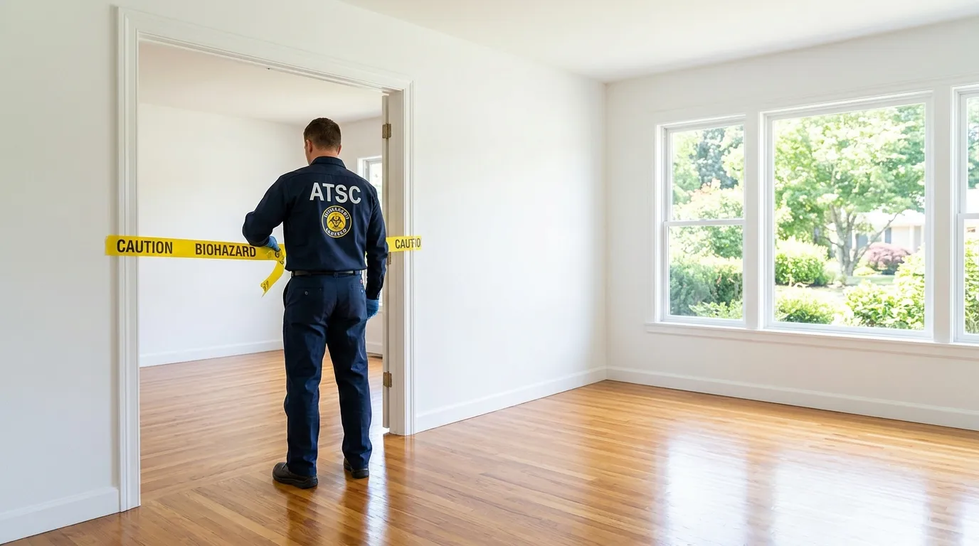 Certified biohazard cleanup crew performing Decomposition Cleanup in Harvard